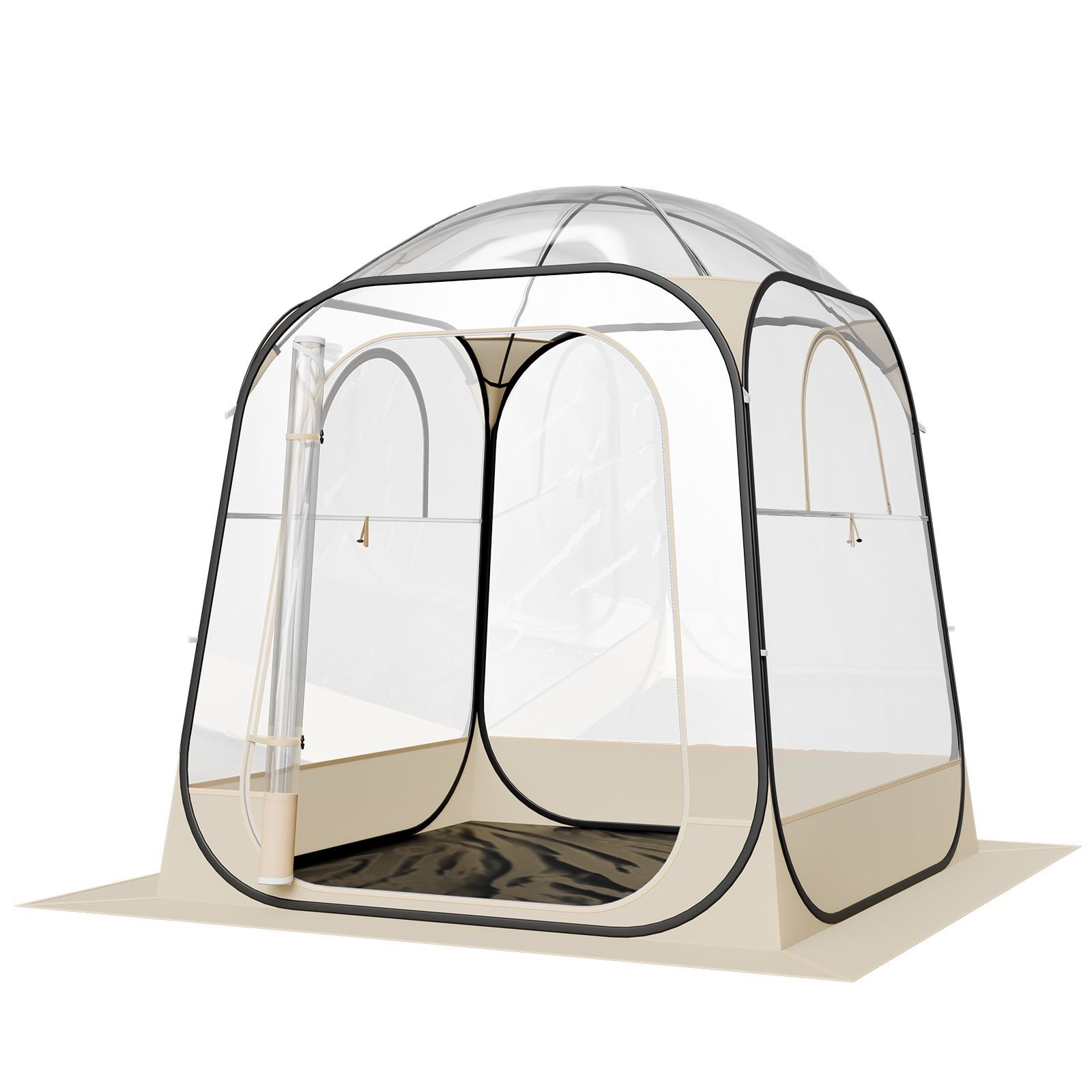 pop up sports tent, 63x63 in clear bubble tent for 2 4 persons, waterproof outdoor pod with floor mat & top cover, garden igloo dome tents camping shelter for events fishing cheering