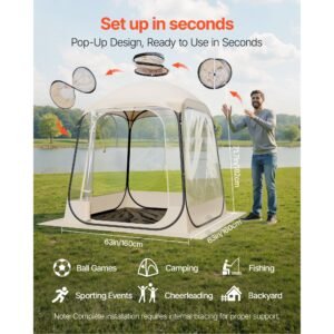 pop up sports tent, 63x63 in clear bubble tent for 2 4 persons, waterproof outdoor pod with floor mat & top cover, garden igloo dome tents camping shelter for events fishing cheering