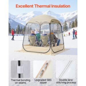 pop up sports tent, 63x63 in clear bubble tent for 2 4 persons, waterproof outdoor pod with floor mat & top cover, garden igloo dome tents camping shelter for events fishing cheering