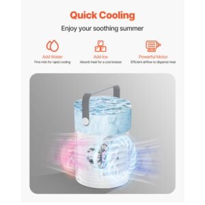 portable air conditioner, 4 in 1 evaporative air cooler, 3 speed mini air conditioner with smart timer, 600ml water tank, 7 color light, personal mini desk ac fan for bedroom office room