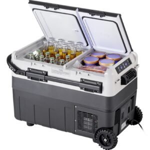 Portable Car Refrigerator, 12 Volt Car Refrigerator Fridge, 50 L / 52.8 QT Dual Zone Portable Freezer, -4-68 F Adjustable Temperature, Compressor Cooler for Home, Outdoor, Camping, RV, Car