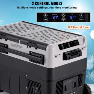 portable car refrigerator, 12 volt car refrigerator fridge, 50 l / 52.8 qt dual zone portable freezer, 4 68 f adjustable temperature, compressor cooler for home, outdoor, camping, rv, car
