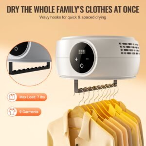 portable clothes dryer, clothes dryer with dryer bag, ptc heating & led display, foldable mini dryer with 5 h timer for apartments, dorms, rvs, or hotels, 600w, beige