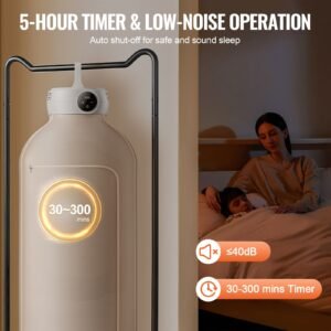 portable clothes dryer, clothes dryer with dryer bag, ptc heating & led display, foldable mini dryer with 5 h timer for apartments, dorms, rvs, or hotels, 600w, beige
