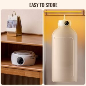 portable clothes dryer, clothes dryer with dryer bag, ptc heating & led display, foldable mini dryer with 5 h timer for apartments, dorms, rvs, or hotels, 600w, beige
