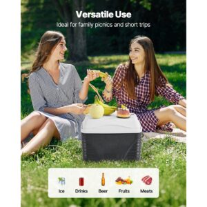 portable cooler, 8.5 qt hard cooler with ice retention and heavy duty handles, lightweight rigid material insulated portable cooler, suitable for family picnics and short trips