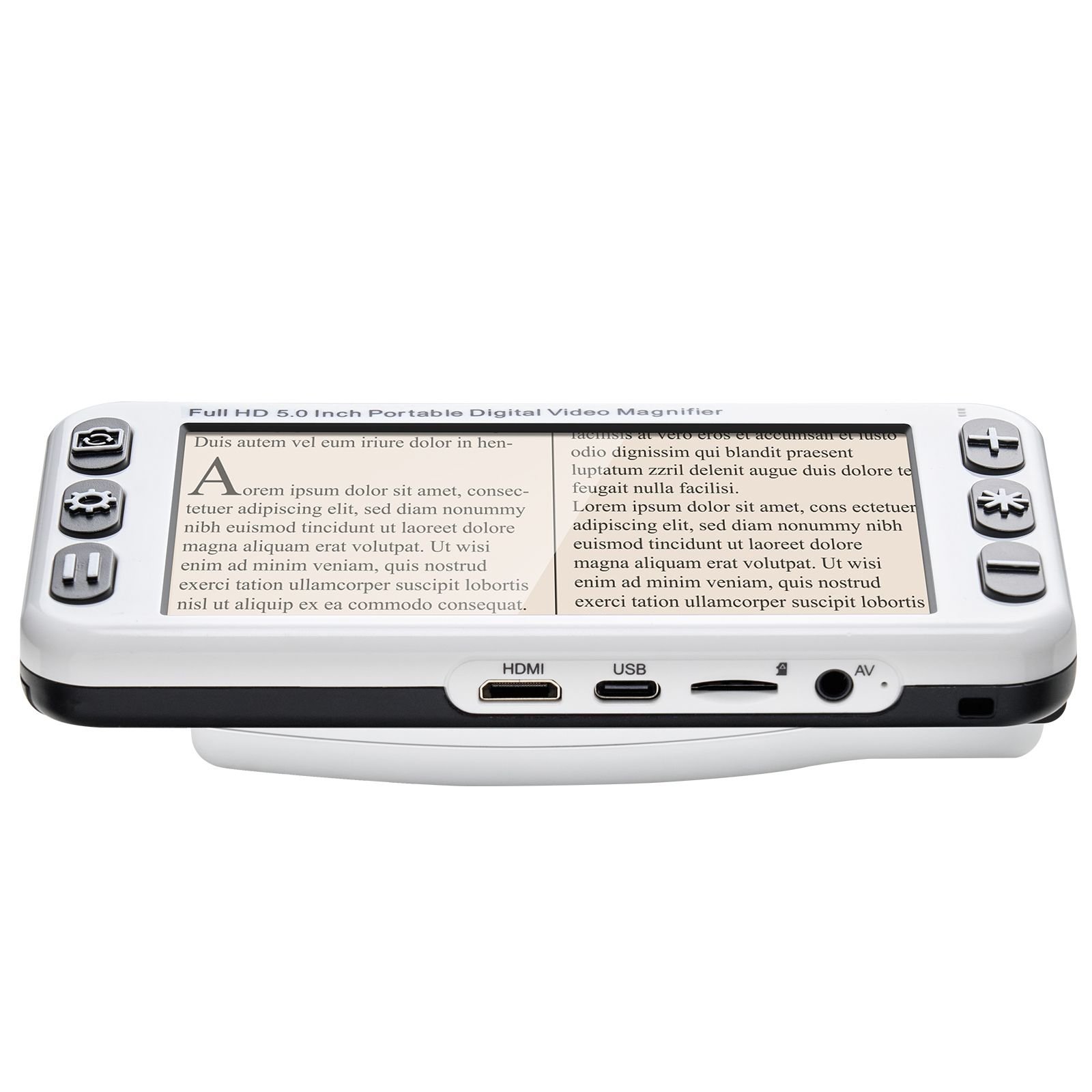 portable digital magnifier, 5 inch hd electronic video magnifier for low version, 2x 48x electronic reading aid with 13mp near & far dual lens, 26 color mode, av/hdmi output & foldable handle