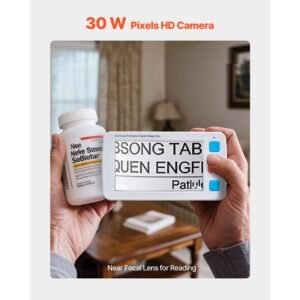 portable digital magnifier, 5 inch hd electronic video magnifier for low version, 4x 32x zoom electronic reading aid with 17 color mode, av output, foldable handle & 5 level screen brightness
