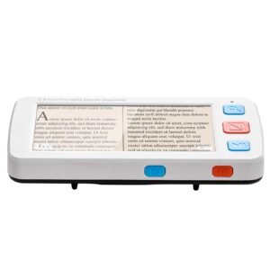 Portable Digital Magnifier, 5-inch HD Electronic Video Magnifier for Low Version, 4X - 32X Zoom Electronic Reading Aid with 17 Color Mode, AV Output, Foldable Handle & 5-Level Screen Brightness