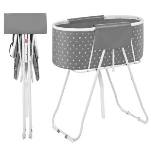 Portable Dog Bathtub, Elevated & Foldable Space-saving Pet Shower Station with Efficient Drainage, Bathing Tub for Washing & Grooming Small and Medium Size Dogs and Cats Indoor & Outdoor, Grey