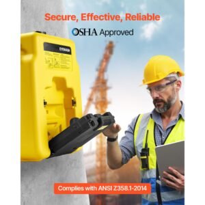 portable eye wash station 14 gal, osha approved eyewash station wall mounted/on flat surface, emergency eye wash unit with 2 sprays, first aid eyewash units for schools, labs, factories, yellow