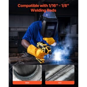 portable handheld welding machine, 20 140a portable arc welder with 5 level current adjustment & igbt inverter, 110v handheld stick welder with hot start function fit for 1/16" 1/8" welding rods