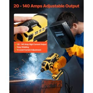 portable handheld welding machine, 20 140a portable arc welder with 5 level current adjustment & igbt inverter, 110v handheld stick welder with hot start function fit for 1/16" 1/8" welding rods