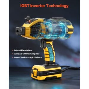 portable handheld welding machine, 20 140a portable arc welder with 5 level current adjustment & igbt inverter, 110v handheld stick welder with hot start function fit for 1/16" 1/8" welding rods