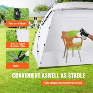 Portable Paint Booth, Larger Spray Paint Tent with Built-in Floor & Mesh Screen, Painting Tent Station for Furniture DIY Hobby Tool, 10x7x6ft Spray Paint Shelter