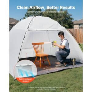 portable paint booth tent, 115.35 x 90.55 x 74 inch painting tent station, spray shelter with built in floor & mesh screen, large space, oxford spray painting tents for cupboard, chairs, tables