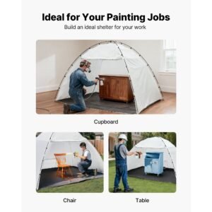 portable paint booth tent, 115.35 x 90.55 x 74 inch painting tent station, spray shelter with built in floor & mesh screen, large space, oxford spray painting tents for cupboard, chairs, tables