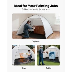 portable paint booth tent, 116.14 x 114.96 x 79.53 inch painting tent station, spray shelter with built in floor & mesh screen, large space, oxford spray painting tents for cupboard, chairs
