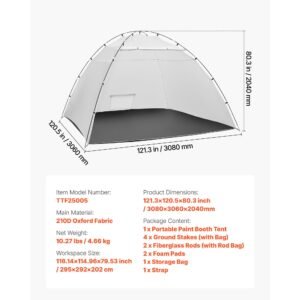 portable paint booth tent, 116.14 x 114.96 x 79.53 inch painting tent station, spray shelter with built in floor & mesh screen, large space, oxford spray painting tents for cupboard, chairs