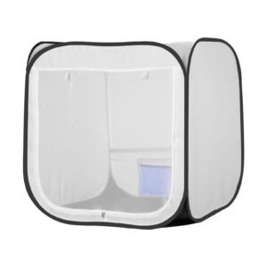 portable paint booth tent, 28.3 x 28.5 x 29.5 inch pop up portable spray paint tent with mesh door, spray painting tents for cabinets, chairs, models, tables, pop up design, efficient airflow