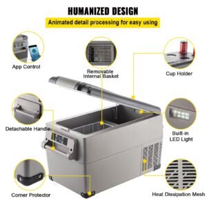 portable refrigerator 37 quart(35 liter),12 volt refrigerator app control( 4 to 68 f), car refrigerator dual zone with 12/24v dc & 110 240v ac for camping, fishing, outdoor or home use