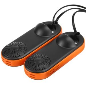 portable shoe dryer, electric boot dryer, deodorized boot warmers/dryer with quick & even drying for cotton slippers, snow boots, leather shoes, canvas shoes, socks, black & orange