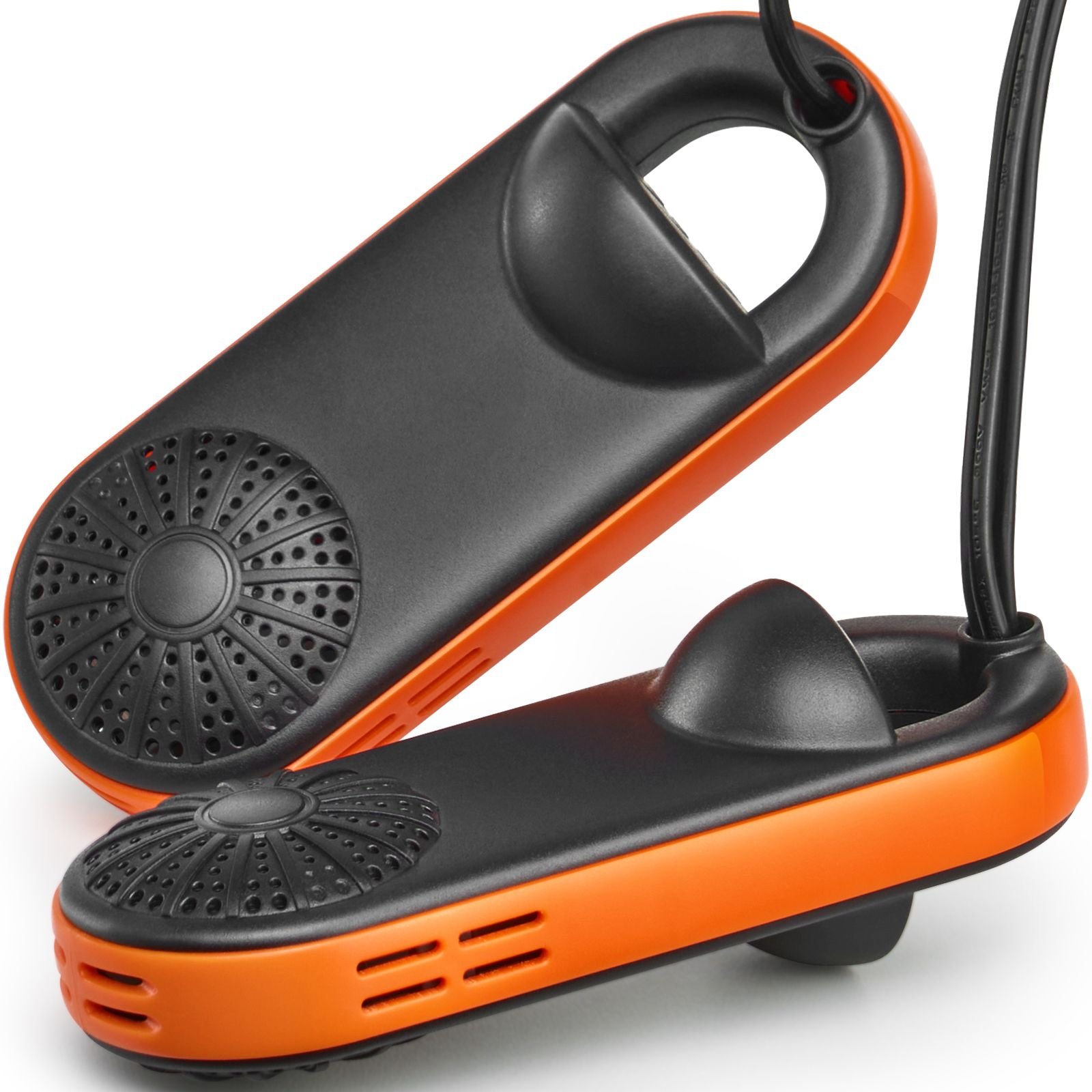 portable shoe dryer, electric boot dryer, deodorized boot warmers/dryer with quick & even drying for cotton slippers, snow boots, leather shoes, canvas shoes, socks, black & orange