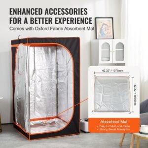 portable steam sauna tent full size, 1000w personal sauna blanket kit for home spa, detoxify & soothing heated body therapy, time & temperature remote control with floor mat