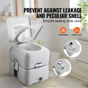 portable toilet for camping, porta potty with carry bag, 5.3 gal waste tank & 3.2 gal flush tank, push button pressurized flush commode, leak proof and odourless travel toilet for camping car