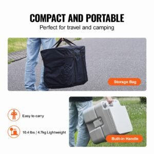 portable toilet for camping, porta potty with carry bag, 5.3 gal waste tank & 3.2 gal flush tank, push button pressurized flush commode, leak proof and odourless travel toilet for camping car