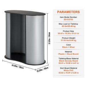 portable tradeshow podium table, 35.43" x 19.29" x 37.01", display exhibition counter stand booth fair with wall, foldable promotion retail bar table pop up podium counter with carrying bag