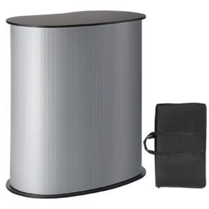 portable tradeshow podium table, 35.43" x 19.29" x 37.01", display exhibition counter stand booth fair with wall, foldable promotion retail bar table pop up podium counter with carrying bag