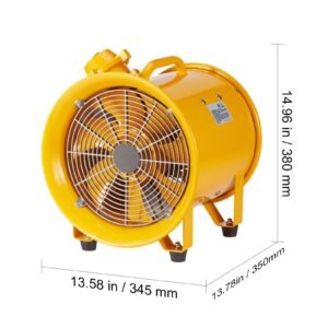 portable ventilator, 10" heavy duty cylinder fan, 350w strong shop exhaust fan 1942cfm, 9.8ft power cord (no charging head), industrial utility blower for sucking dust, smoke home/workplace