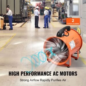 portable ventilator, 10 inch heavy duty cylinder fan with 33ft duct hose, 350w strong shop exhaust blower 1948cfm, industrial utility blower for sucking dust, smoke, smoke home/workplace