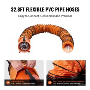portable ventilator, 10 inch heavy duty cylinder fan with 33ft duct hose, 350w strong shop exhaust blower 1948cfm, industrial utility blower for sucking dust, smoke, smoke home/workplace