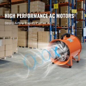 Portable Ventilator, 12 inch Heavy Duty Cylinder Fan with 16.4ft Duct Hose, 585W Strong Shop Exhaust Blower 3198CFM, Industrial Utility Blower for Sucking Dust, Smoke, Smoke Home/Workplace