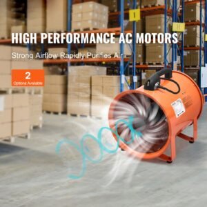 portable ventilator, 16 inch heavy duty cylinder fan with 16.4ft duct hose, 1350w strong shop exhaust blower 5175cfm, industrial utility blower for sucking dust, smoke, smoke home/workplace