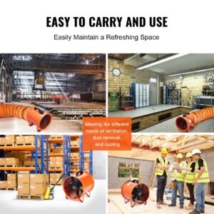 portable ventilator, 16 inch heavy duty cylinder fan with 16.4ft duct hose, 1350w strong shop exhaust blower 5175cfm, industrial utility blower for sucking dust, smoke, smoke home/workplace