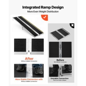 portable wheelchair ramp, 8ft, non slip aluminum folding handicap ramp for wheelchair, 800 lbs capacity, door threshold ramps for home steps, stairs, entry, threshold, doorways, scooter, curbs