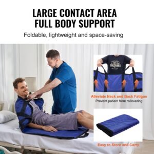 positioning bed pad with 8 reinforced handles, 48" x 40" lifting, turning, repositioning, patient transfer sheet washable for elderly, patient, bedridden, 400lbs capacity