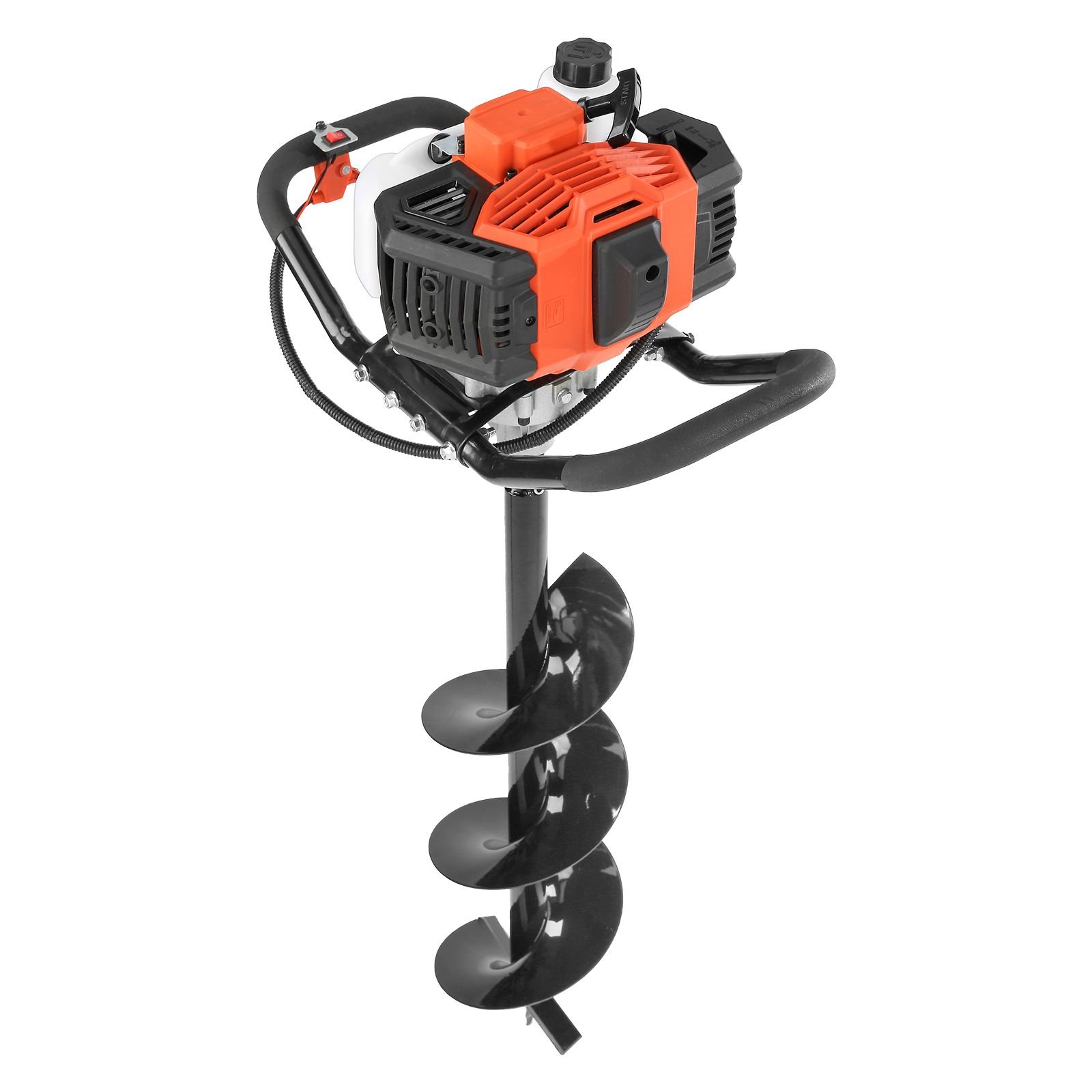post hole digger, 43cc 1250w auger post hole digger, gas powered earth digger with 8" earth auger drill bit, 30 inch long alloy steel auger, for farmland, garden and plant, epa certification