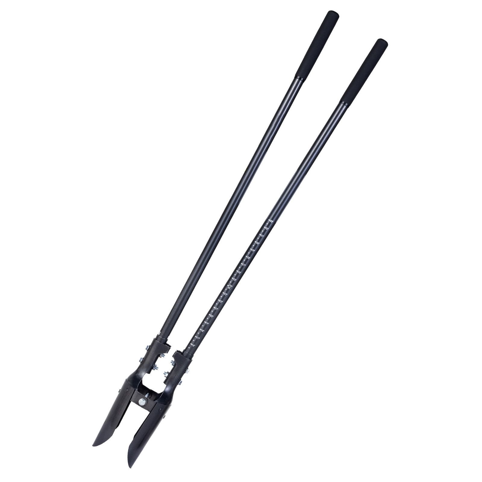 post hole digger, heavy duty post hole digger with carbon steel handle, manual hole digger with scale markings and metal blade, post hole digger tool for digging gardening outdoors, 57.5 inch
