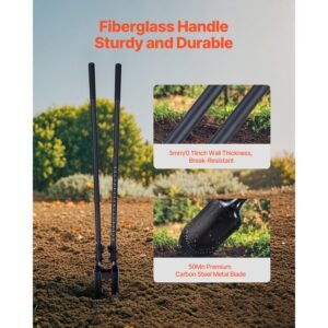post hole digger, heavy duty post hole digger with fiberglass handle, manual hole digger with scale markings and metal blade, post hole digger tool for digging gardening and outdoors, 57.5 inch