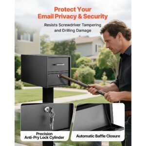post mount mailbox, anti pry & anti theft mailboxes for outside, heavy duty lockable mail box with magnetic door, weather resistant metal post box for house outside 21.06 x 10.63 x 11.22 in