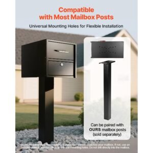 post mount mailbox, anti pry & anti theft mailboxes for outside, heavy duty lockable mail box with magnetic door, weather resistant metal post box for house outside 21.06 x 10.63 x 11.22 in