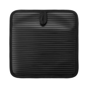 pot holders, heat resistant to 500 fahrenheit with ribbed soft anti slip silicone strips, 100% cotton 9.06 x 8.98 inch hot pads with 2 no marks hooks, washable pot trivets for barbeque, 2 pack