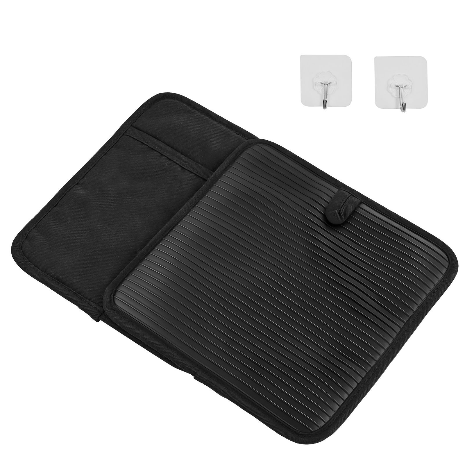 pot holders, heat resistant to 500 fahrenheit with ribbed soft anti slip silicone strips, 100% cotton 9.06 x 8.98 inch hot pads with 2 no marks hooks, washable pot trivets for barbeque, 2 pack