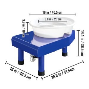 pottery wheel, 10in ceramic wheel forming machine, foot pedal abs detachable basin, 60 300rpm adjustable speed manual lcd panel, sculpting tool apron accessory kit for work art craft diy