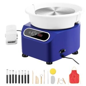 Pottery Wheel, 11 inch Pottery Forming Machine, 350W Electric Wheel for Pottery with Foot Pedal and LCD Touch Screen, Direct Drive Ceramic Wheel with Shaping Tools for DIY Art Craft, Blue