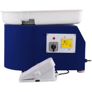 pottery wheel 28cm pottery forming machine with detachable basin foot pedal control 350w art craft diy clay tool for art craft work and home diy blue, 18 piece